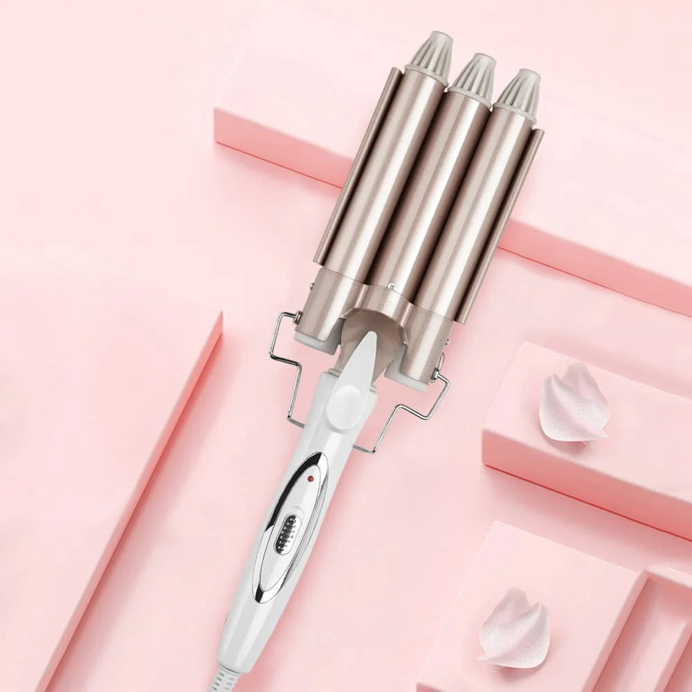 جهاز تجعيد الشعر الثلاثي – سر التموجات الساحرة في دقائق!